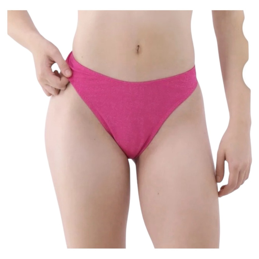 XL (16-18) No Boundaries Women’s Lurex V Waist Cheeky Bikini Bottoms Pink Glam